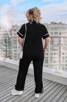 Жіночий костюм двійка з блузкою колір чорний р.58/60 455494