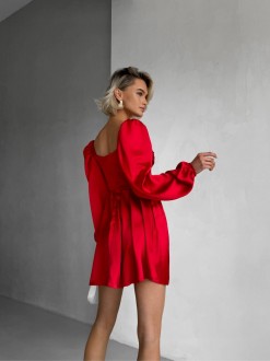 Жіноча сукня міні із сатину колір червоний р.42 459585
