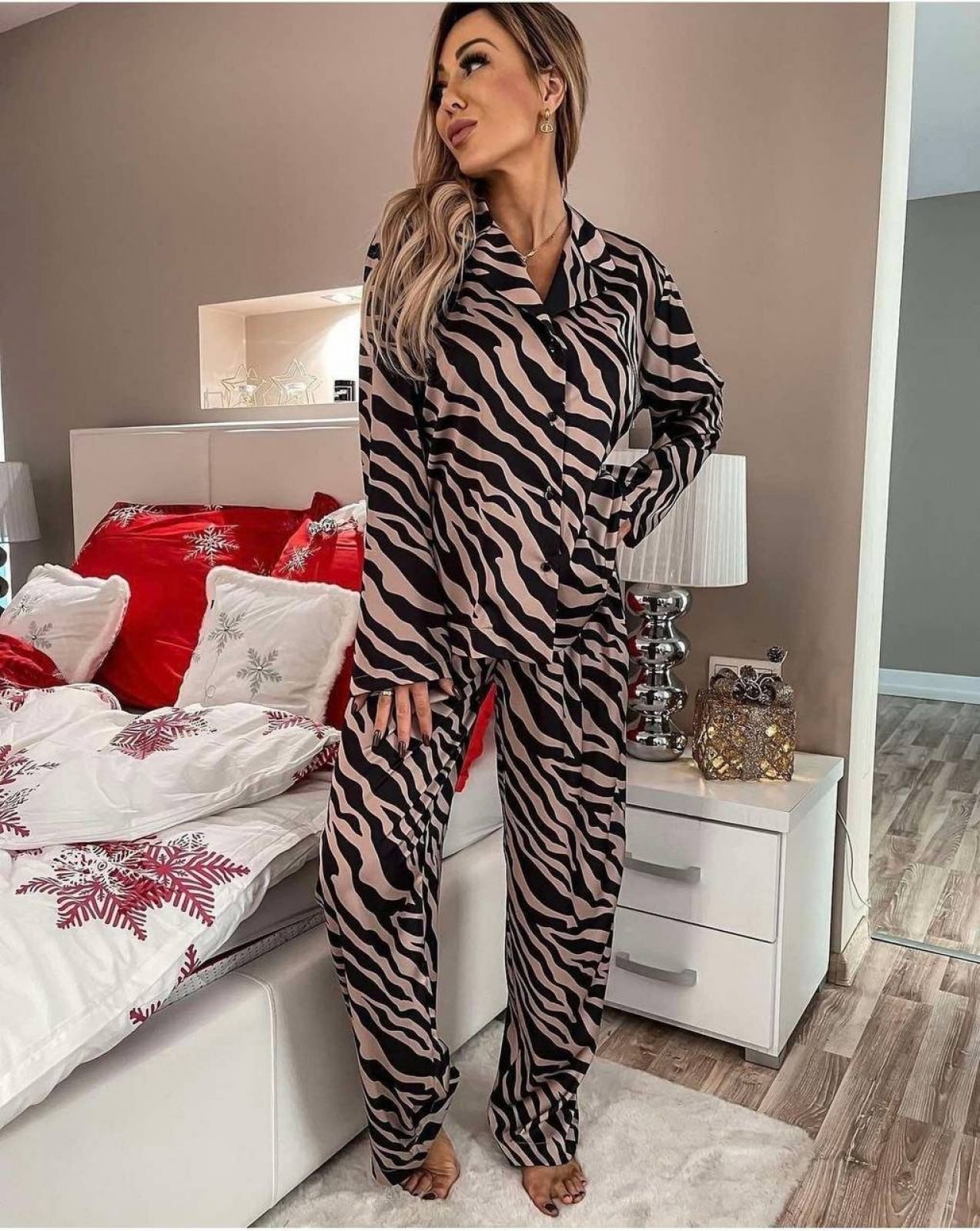 Жіночий піжамний комплект двойка колір тигровий р.54/58 448953