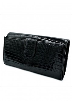 Жіночий шкіряний гаманець чорний 295621