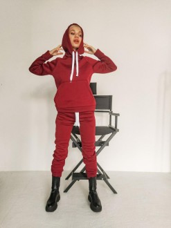 Жіночий теплий спортивний костюм Alex колір бордо р.M 441292