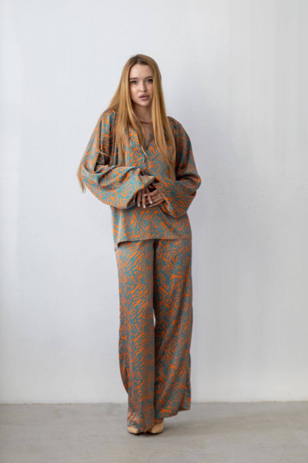 Жіноча піжама шовк Армані «Lara» колір помаранчевий р.M 455529