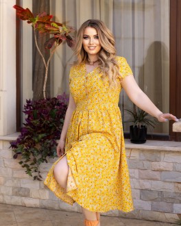Жіноча літня сукня на гудзиках жовтого кольору 362988