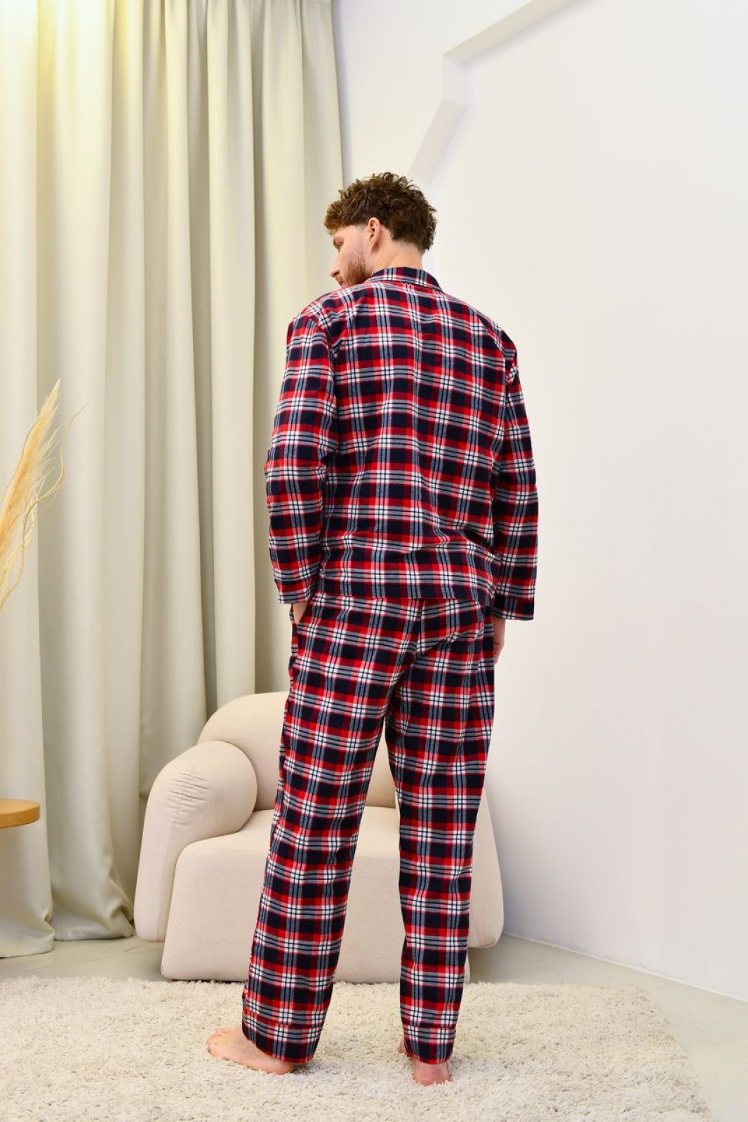 Чоловіча піжама з байки Brandon колір синьо-червоний р.XL 442031