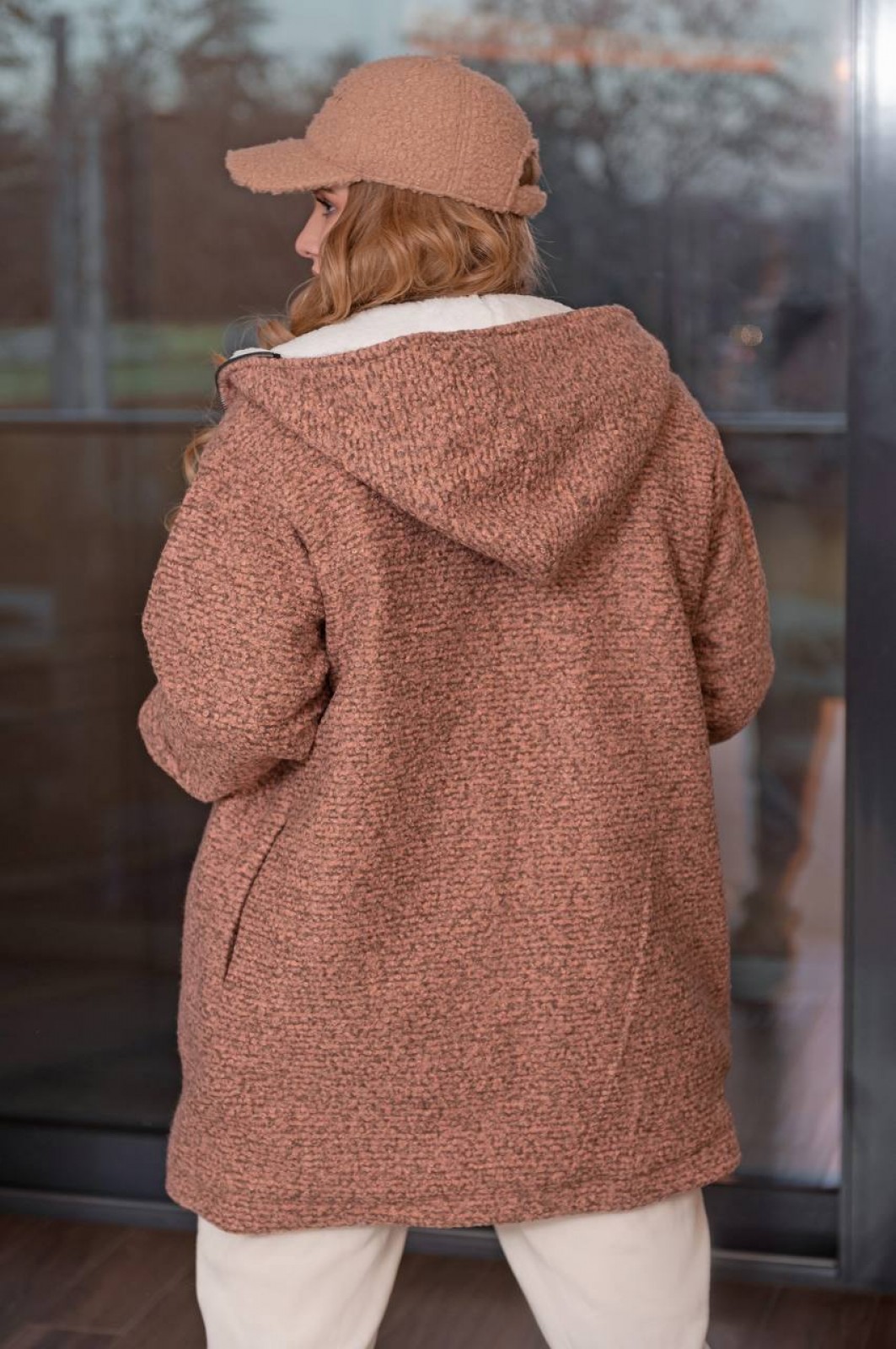 Женская куртка барашек на меху оранжевого цвета р.60/64 386635