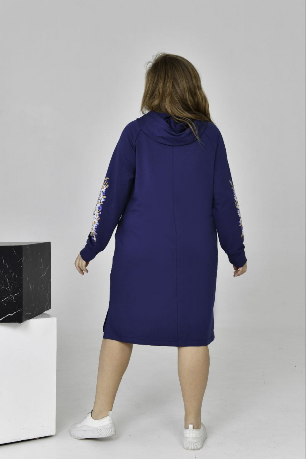 Жіноча сукня спорт з капюшоном колір синій р.58 454456