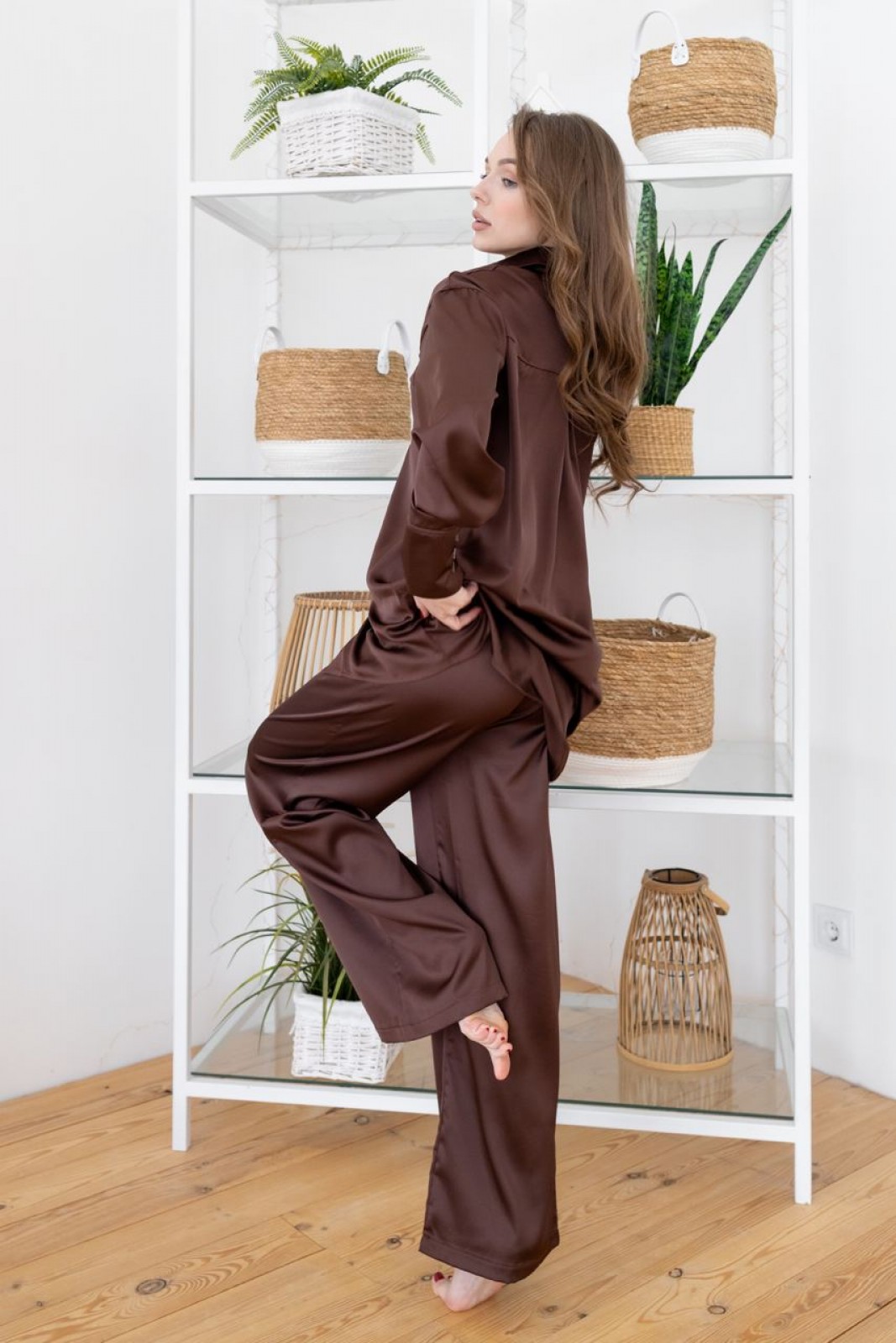 Жіночий домашній костюм Сакура колір Шоколад р.М/L 408388