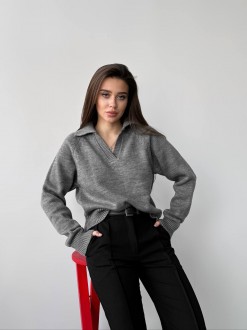 Жіночий светр-поло колір сірий р.42/46 450414