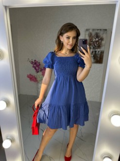 Жіноча сукня вільного крою колір джинс р.50/52 437687