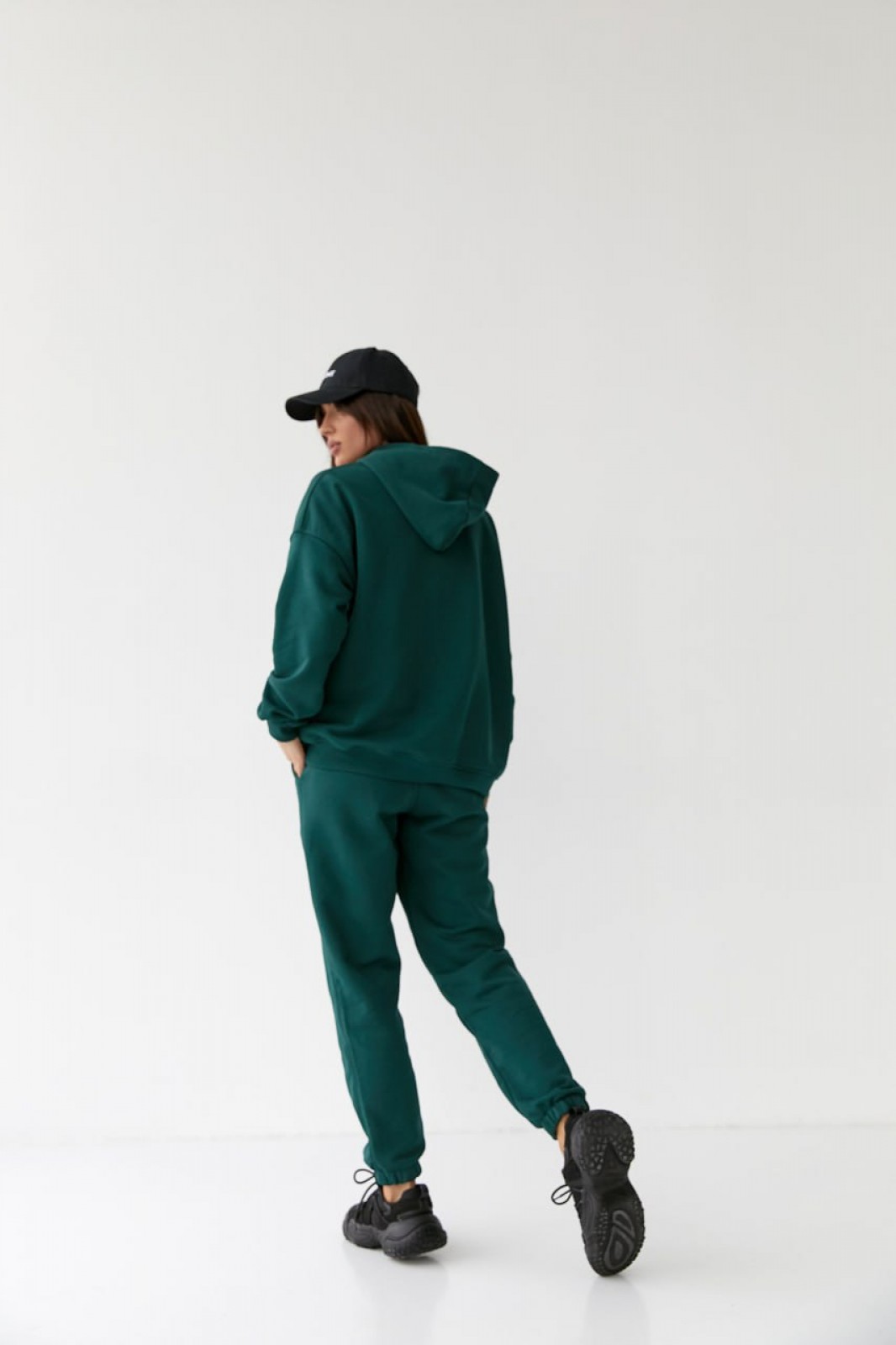 Жіночий костюм худі+джогери колір зелений р.M 454302