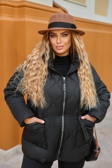 Жіноча тепла куртка колір чорний р.50/52 445141