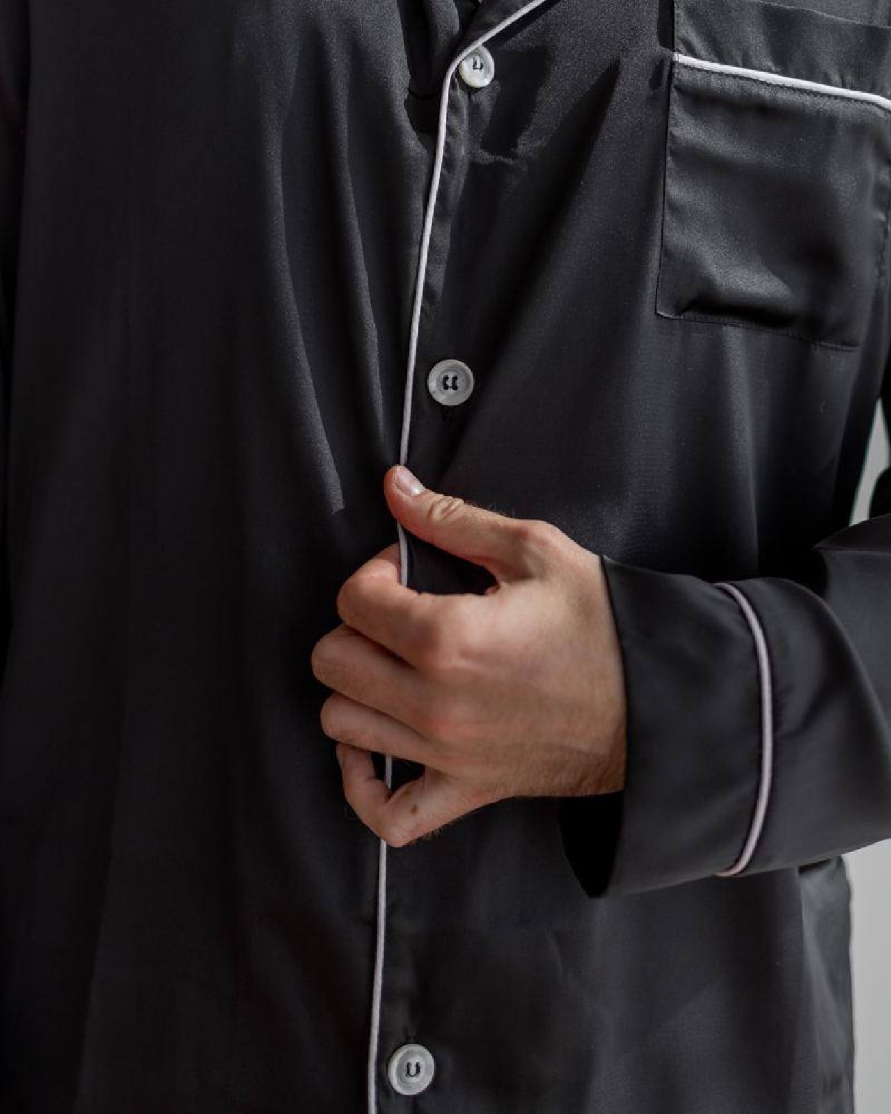 Чоловіча піжама шовк Армані колір чорний р.M 443850