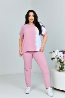Жіночий прогулянковий костюм двійка колір рожевий р.56 432241