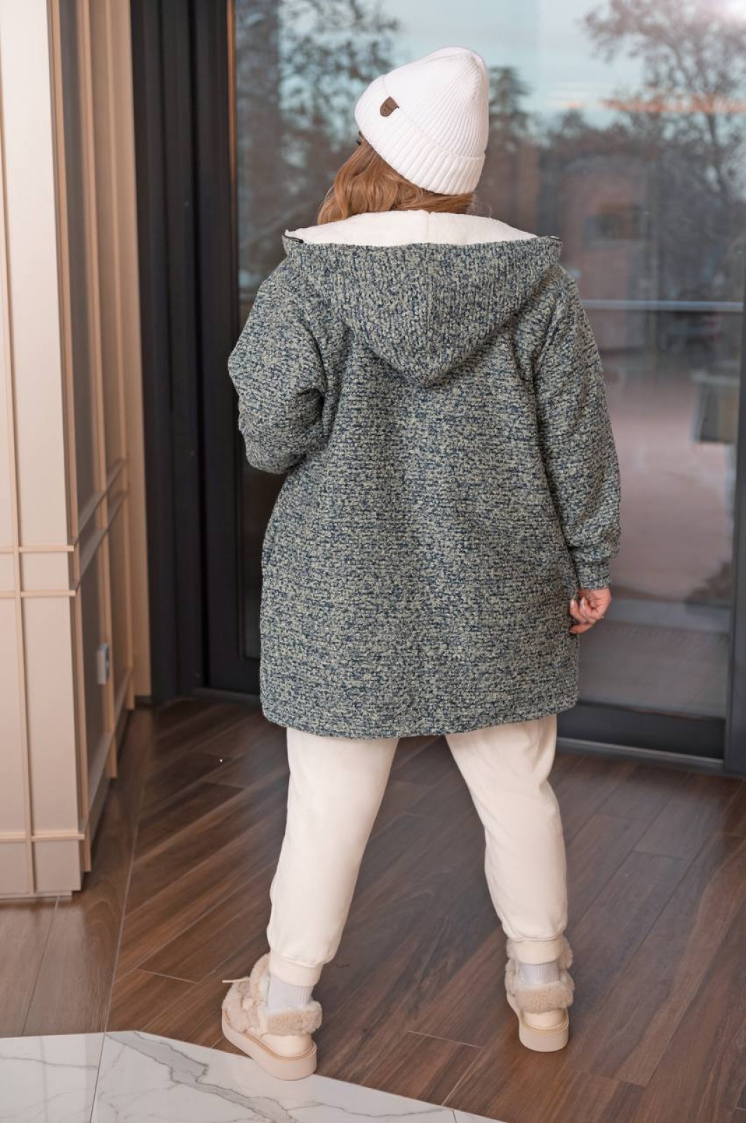 Женская куртка барашек на меху оливкового цвета р.60/64 386632