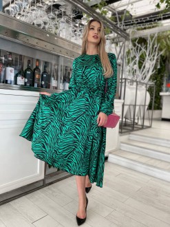 Жіноча сукня з поясом колір зелений р.42/44 449268