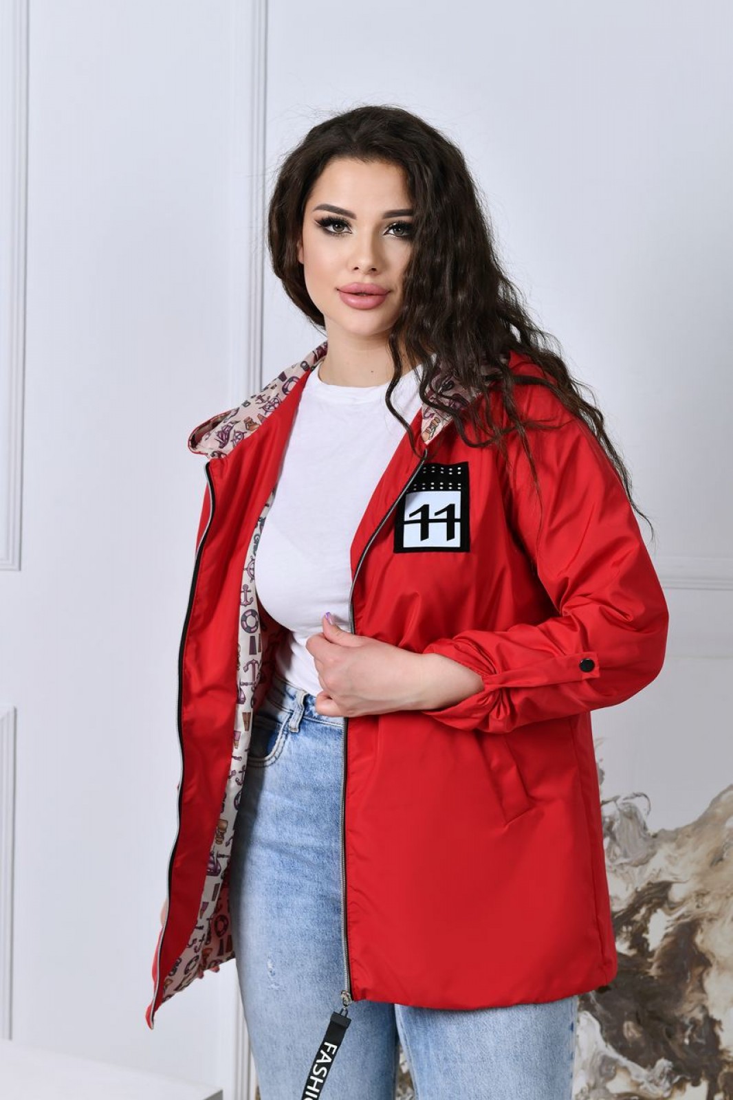 Жіноча куртка колір червоний р.56/58 408555