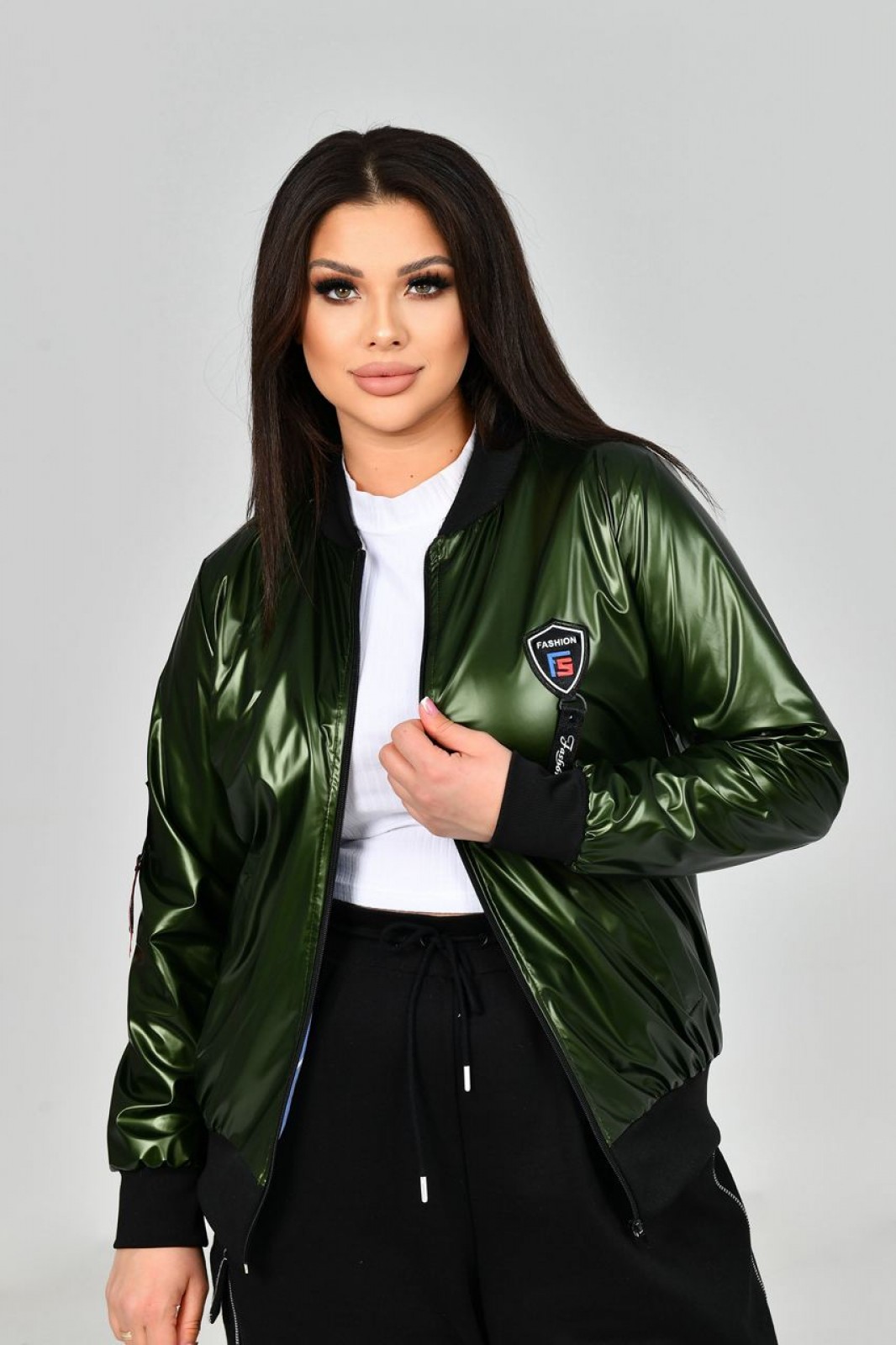 Жіноча куртка колір зелений р.48/50 453432