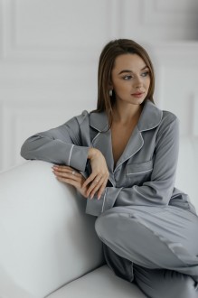 Жіноча піжама шовк Армані Jesika сірого кольору р.S 380638