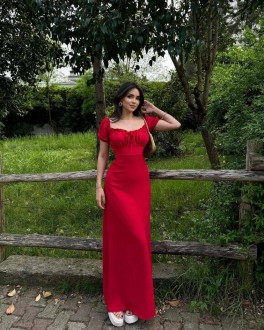Жіноча сукня міді із креп-жатки колір червоний р.42/44 460414