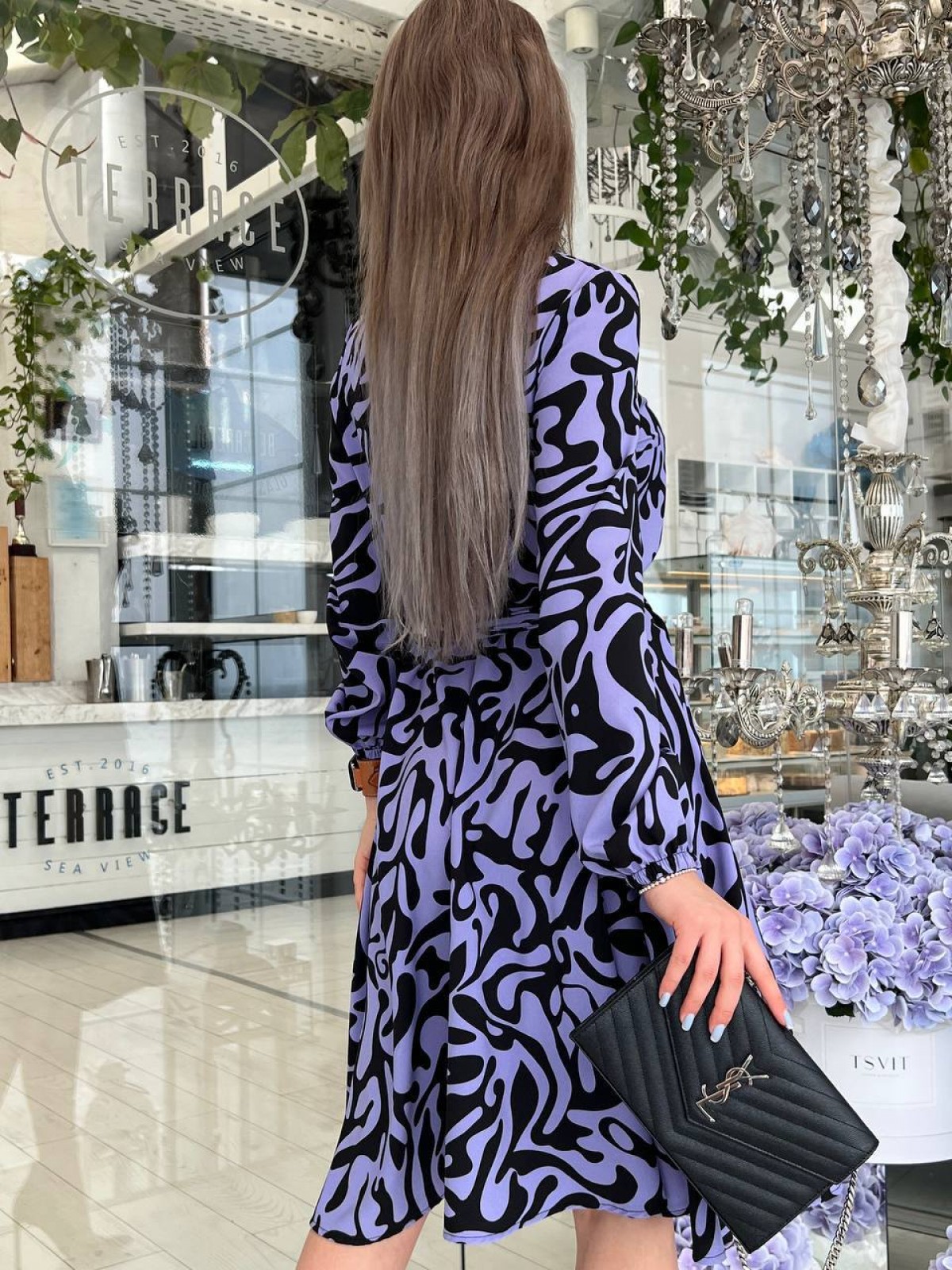Жіноча сукня з поясом колір фіолетовий р.42/44 452711