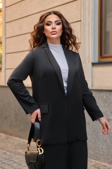 Жіночий костюм брюки та піджак колір чорний р.56/58 444354