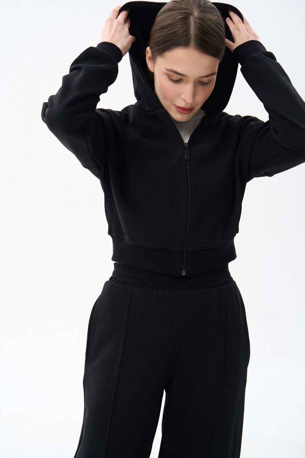 Жіночий костюм двійка колір чорний р.XL 454287