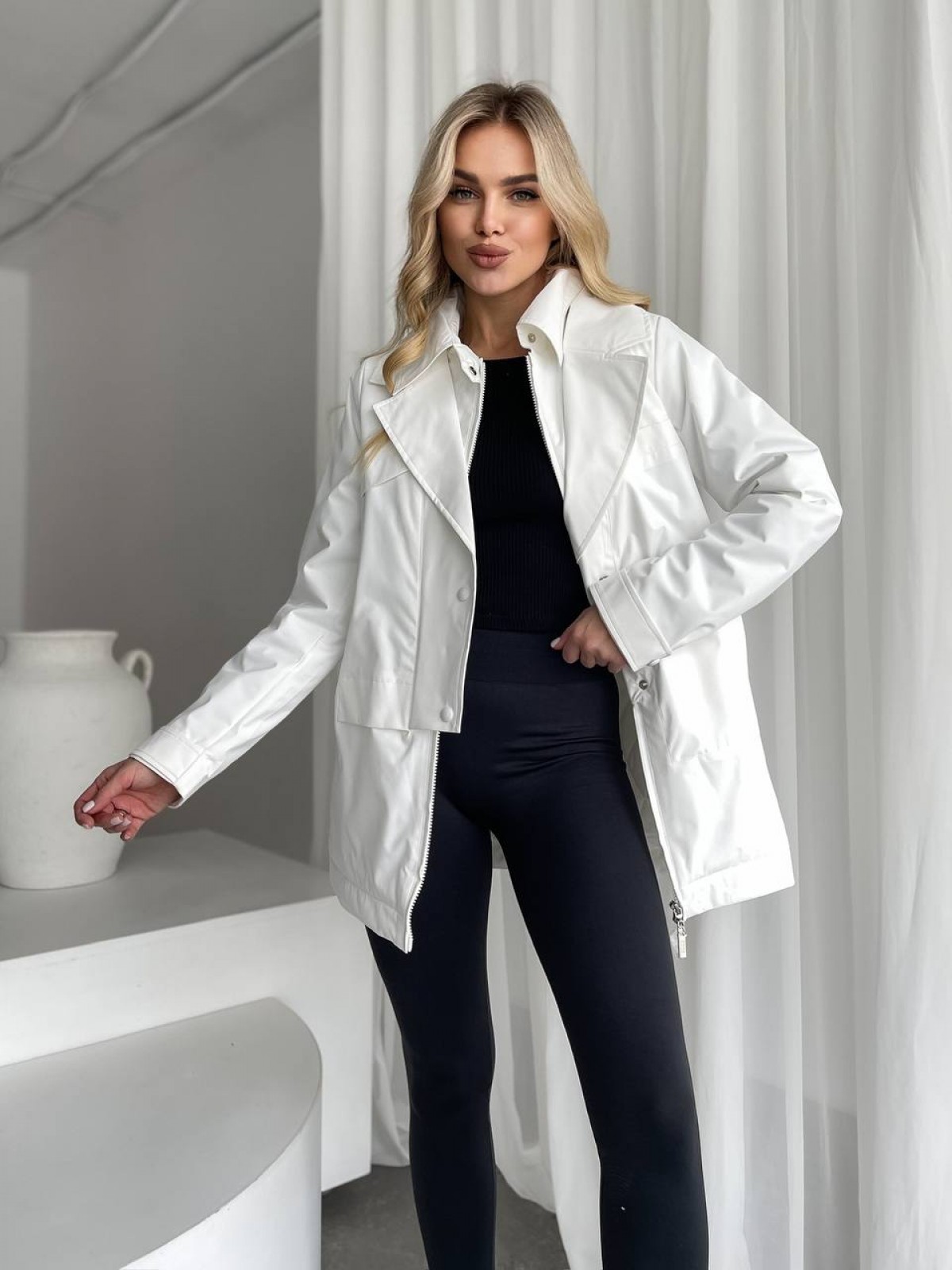 Жіноча тепла куртка колір білий р.XL 450315