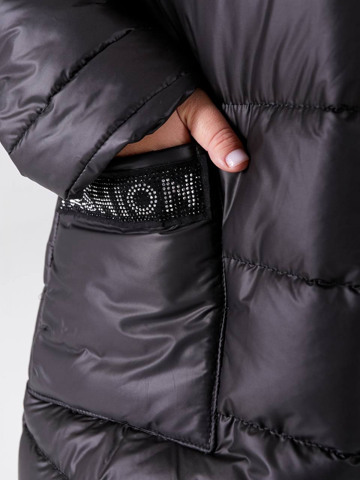 Жіноча куртка-пальто із плащової тканини колір чорний р.52/54 448518