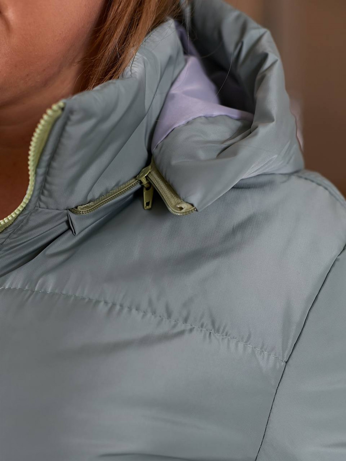 Жіноча весняна куртка колір оливковий р.52/54 450017
