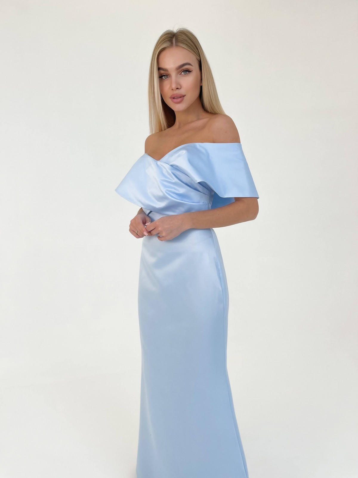 Жіноча вечірня сукня корсет блакитного кольору р.М 384849