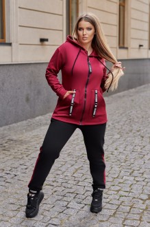Жіночий спортивний костюм з капюшоном бордового кольору р.48/50 377746