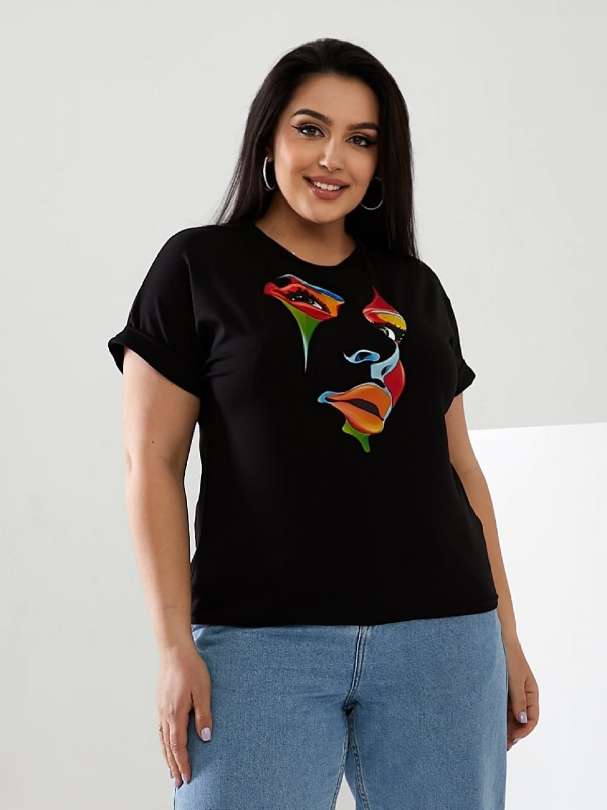 Жіноча футболка FACE колір чорний р.48/50 433147