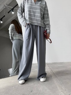 Жіночі брюки з декоративним шнурком колір сірий р.44 451527