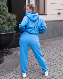 Жіночий спортивний костюм двійка на флісі синього кольору р.50/52 376191