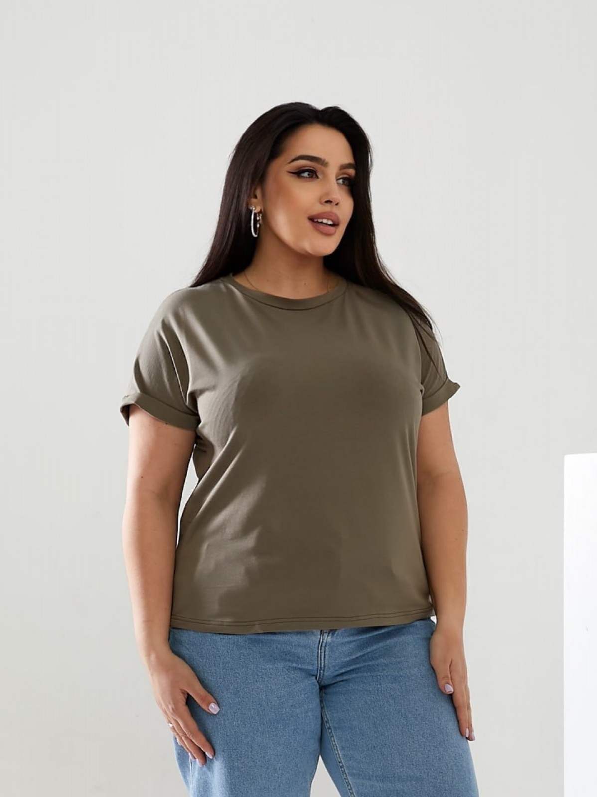 Жіноча футболка колір світлий хакі р.42/46 432370