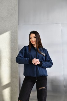 Жіноча куртка бомбер колір синій р.52/54 450815