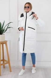 Жіноча куртка до коліна колір білий р.XL 445380