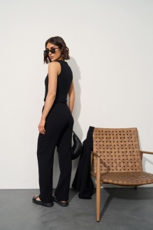Жіночий мусліновий костюм-двійка колір чорний р.M 459165