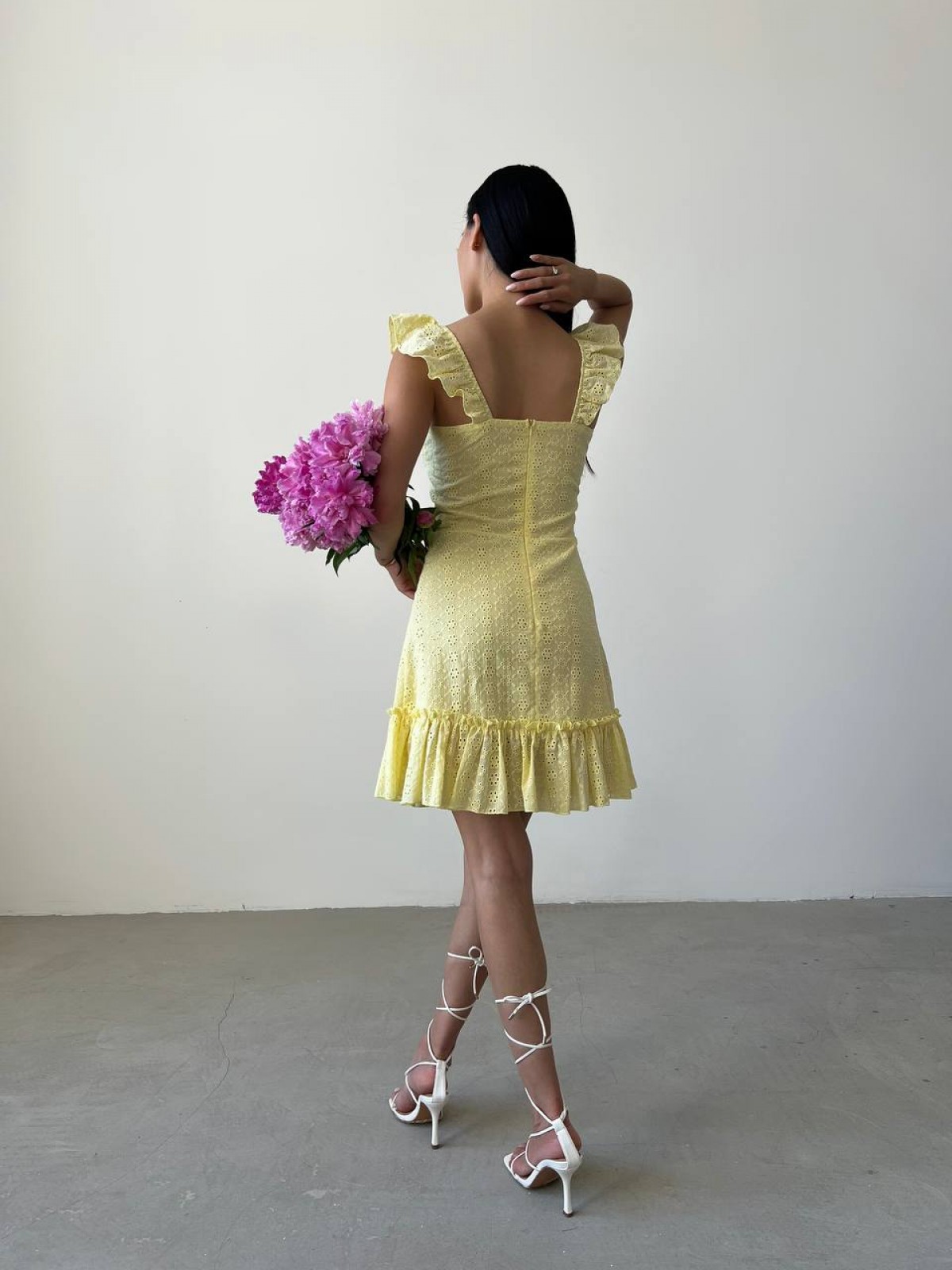 Жіноча сукня з прошви колір жовтий р.46 437880