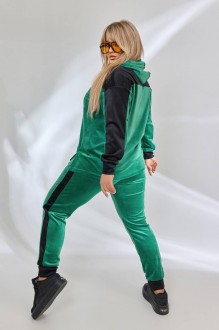 Жіночий костюм велюровий колір зелений р.58/60 451614