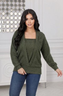 Жіночий светр трикотажний колір хакі р.52/54 445655