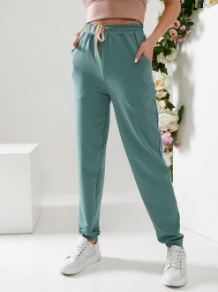 Жіночі спортивні штани двонитка фісташкового кольору р.44 406149