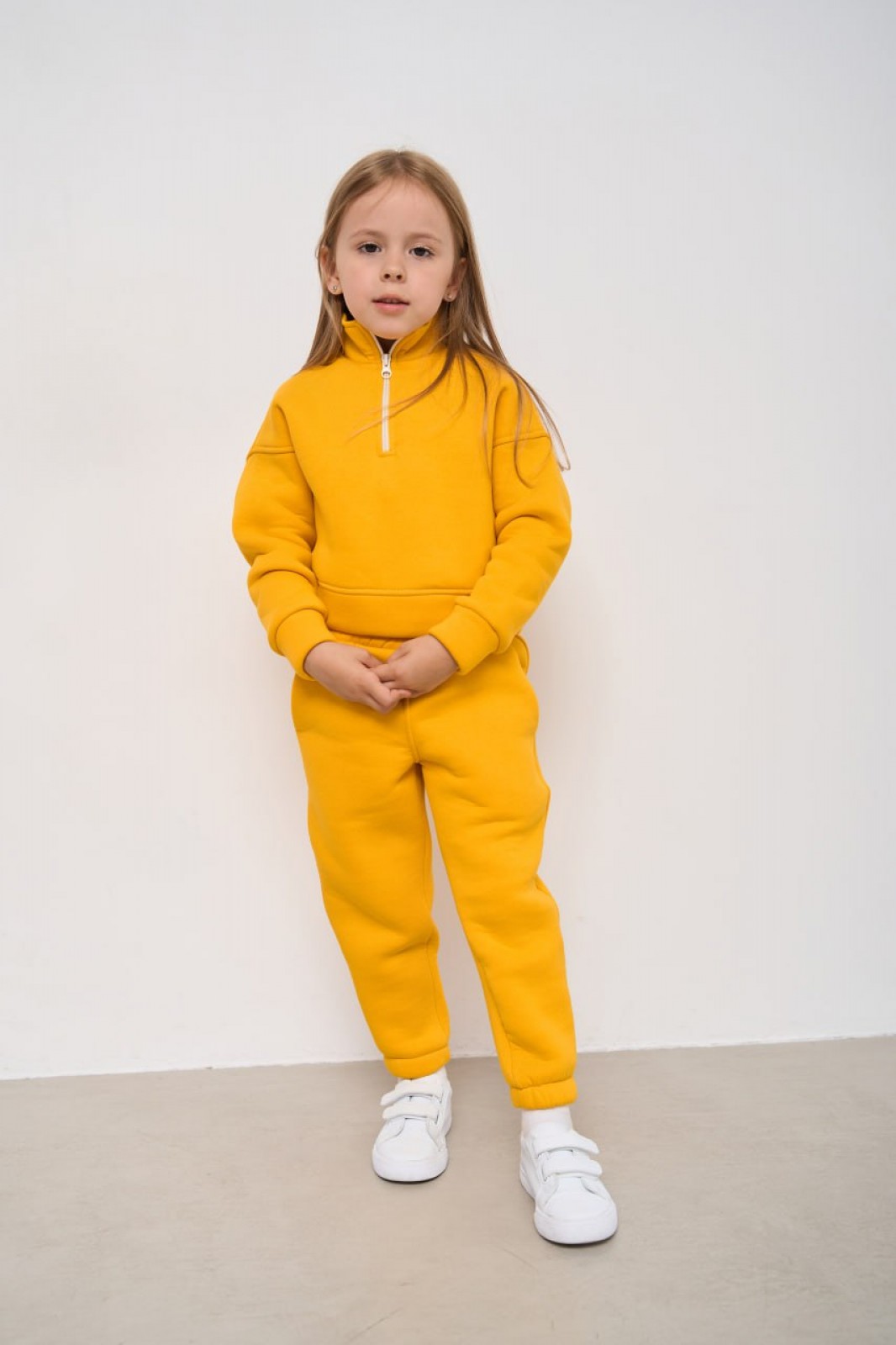 Теплий спортивний костюм для дівчинки колір жовтий р.146 444437