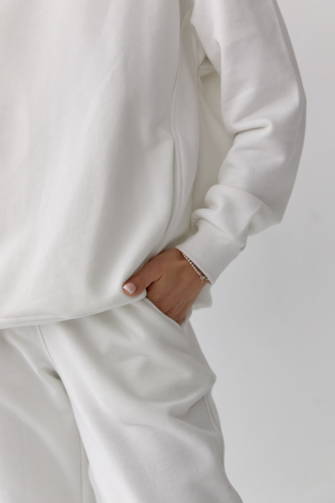 Жіночий костюм худі+джогери колір білий р.L 454293