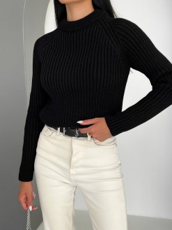 Жіночий светр із текстурним візерунком колір чорний р.42/46 441958
