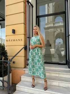 Жіноча сукня із шовкового софту колір зелений р.46/48 459723