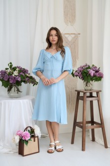 Жіноча сукня міді з мусліну колір світло-блакитний р.XS 460072