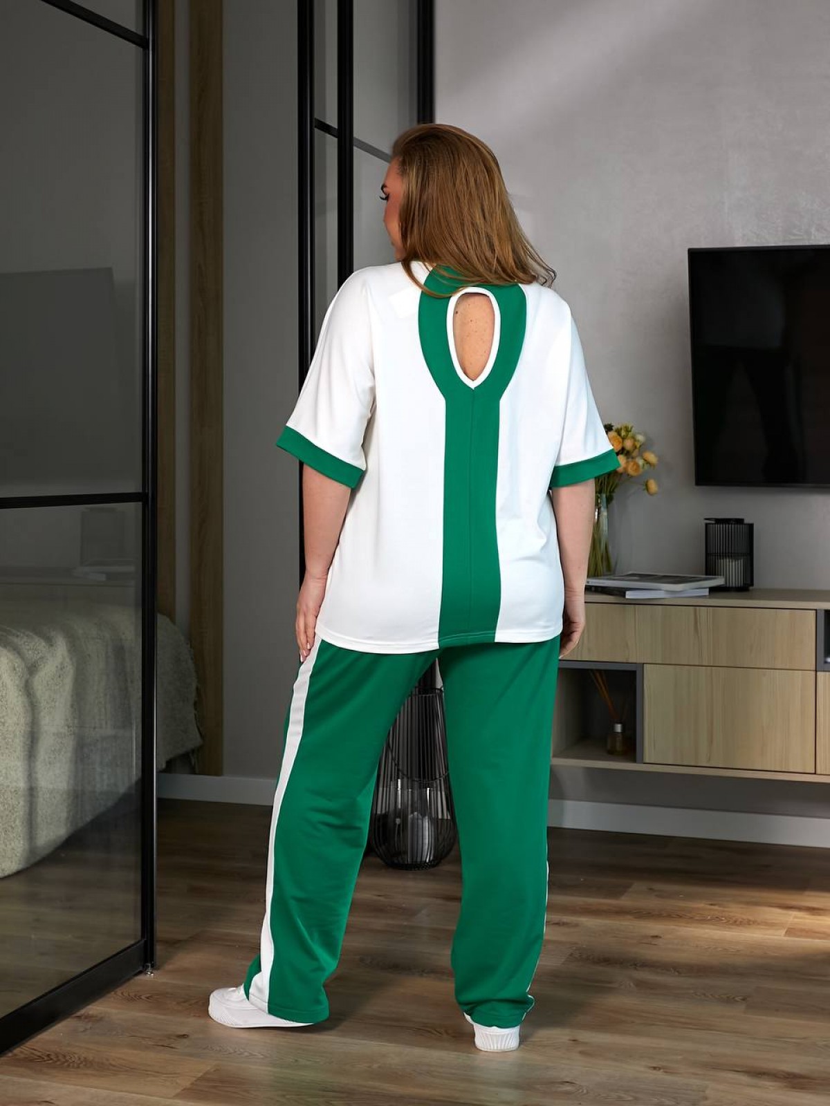 Жіночий костюм-двійка «Метелик» колір зелений р.56/58 455970