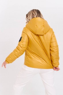 Жіноча коротка куртка з плащової тканини жовтого кольору р.52/54 377432