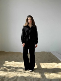 Жіночий костюм з брюками палаццо колір чорний р.42/44 454397